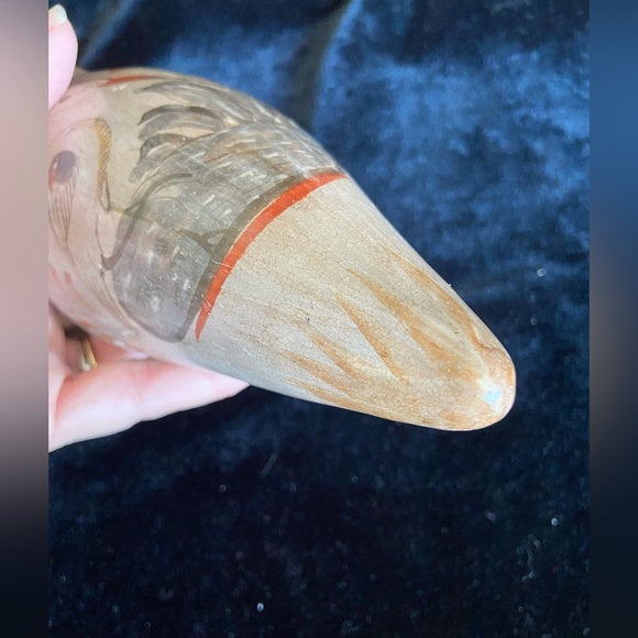 Tonala Mexico Pottery Folk Art Hand Painted Bird Brown Gray Blue White 7” - Picture 7 of 9